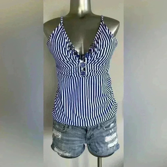 🆕Embellished Printed Ruched Tankini - Picture 2 of 15